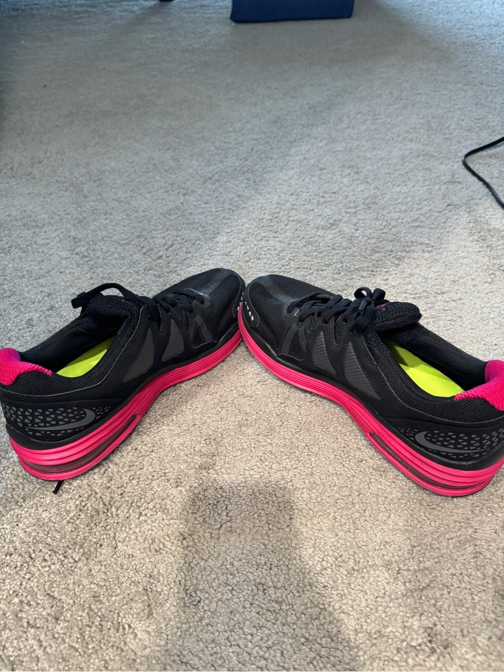 Nike Black with Hot Pink Accent Women's Athletic Running Shoes